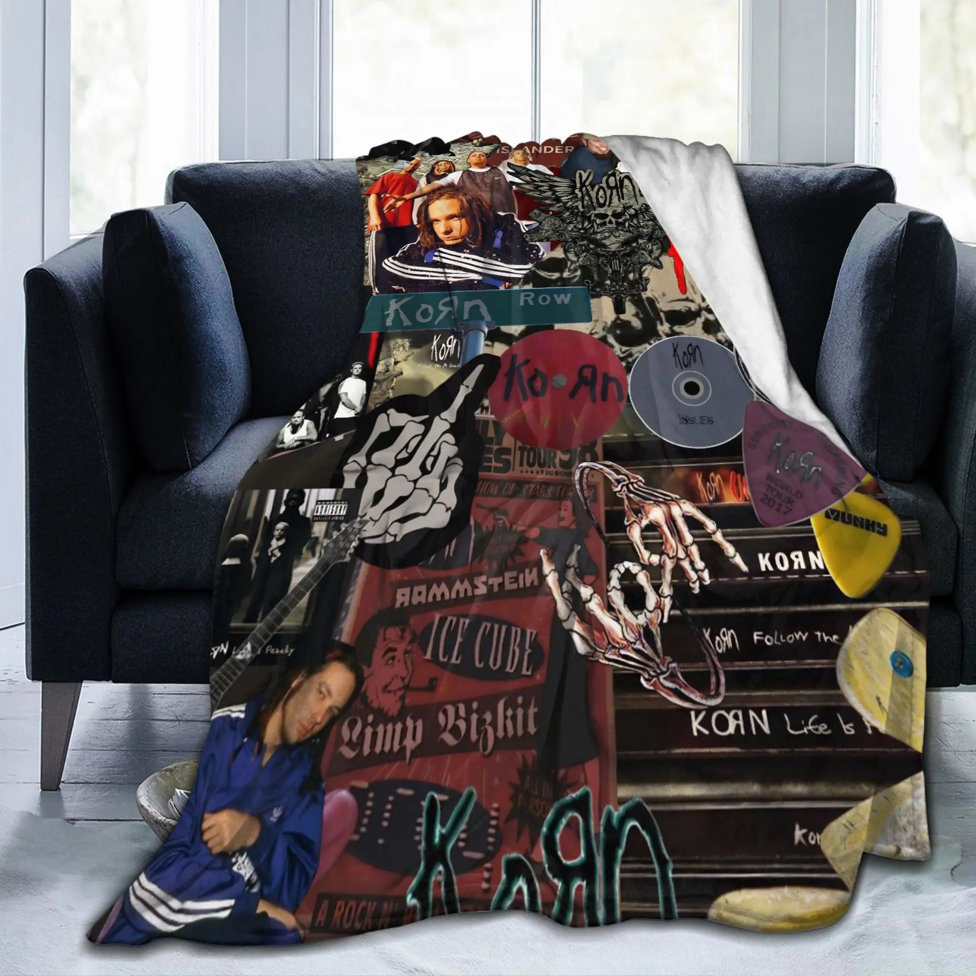 Korns Rock Band Music Flannel Throw Blanket Heavy Metal for Bedding Throws Knitted Blanket Outdoor Warm Multifunction