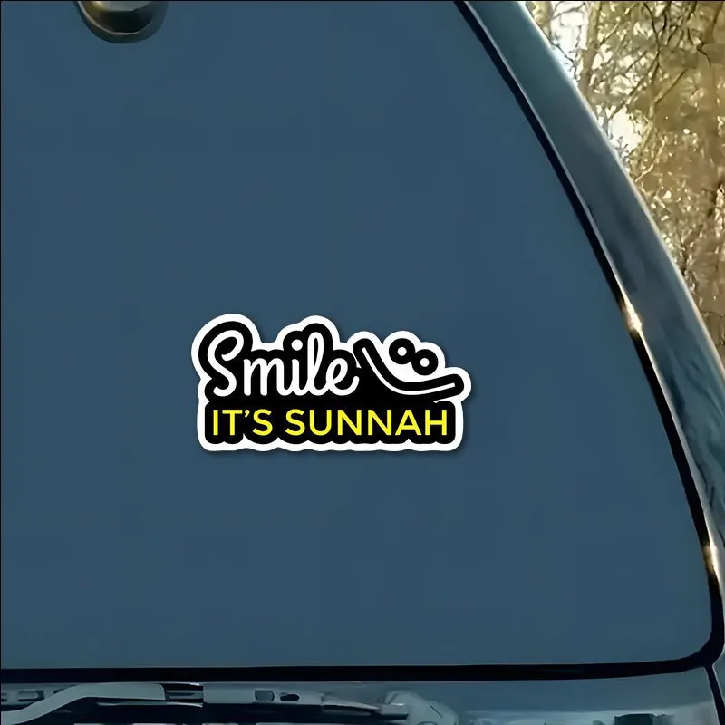 

1pc A Smile Is a Holy Act Matte Vinyl Sticker, Black Yellow Irregular Decal for Car Laptop Helmet Glass Plastic