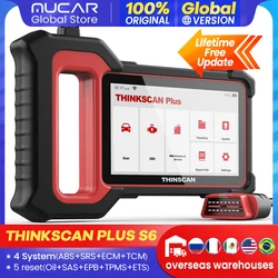 THINKCAR Thinkscan Plus S6 OBD2 Car Scanner Engine ABS SRS TCM 4 System Diagnostic tool oil TPMS reset Code Reader Liftime Free