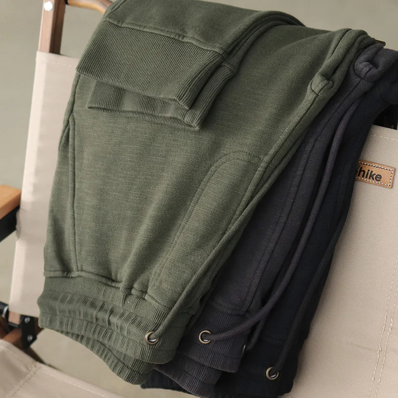 

Мужские спортивные брюки из плотного трикотажа с флисовой подкладкой, на шнурке, повседневные, зауженного кроя, укороченные, с узкими штанинами, в стиле ретро, из стираного хлопка