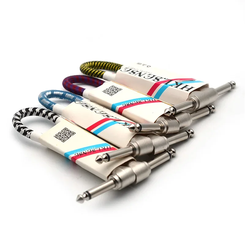 1Pc 25CM Guitar Patch Cable Right-angle to Right-angle 6.35 Mono Plug Effects Pedal Cords AMP Cord