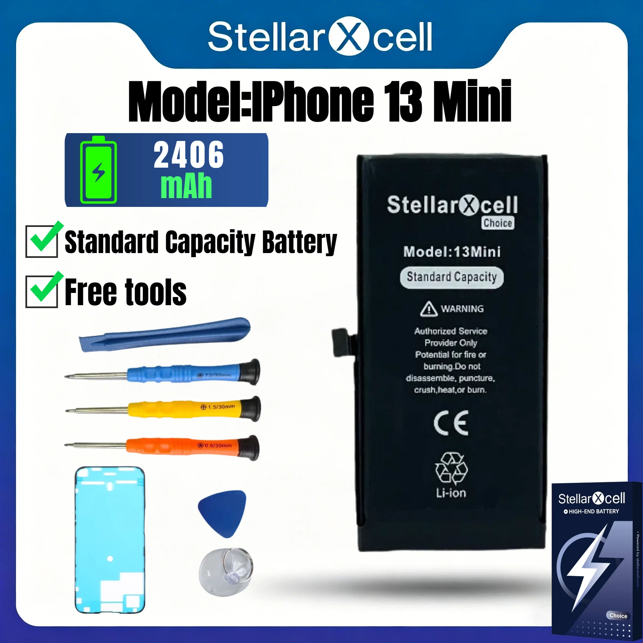 StellarXcell iPhone Battery 3501mAh for SE2 SE3 7 8 Plus