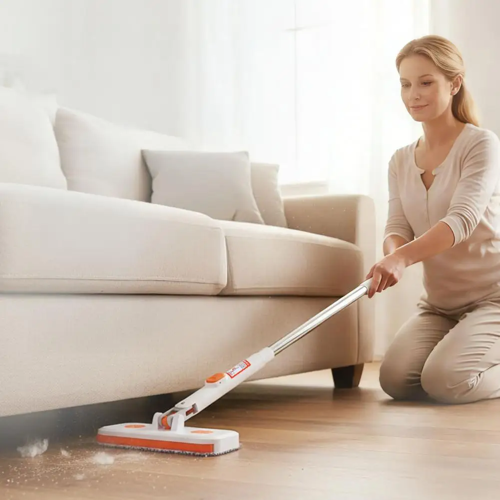 Compact Mop for Tight Spaces Mini Mop with Locking Head Quick Cloth Change Tool Grip Multi-surface Wet Dry Mop Set for Dust
