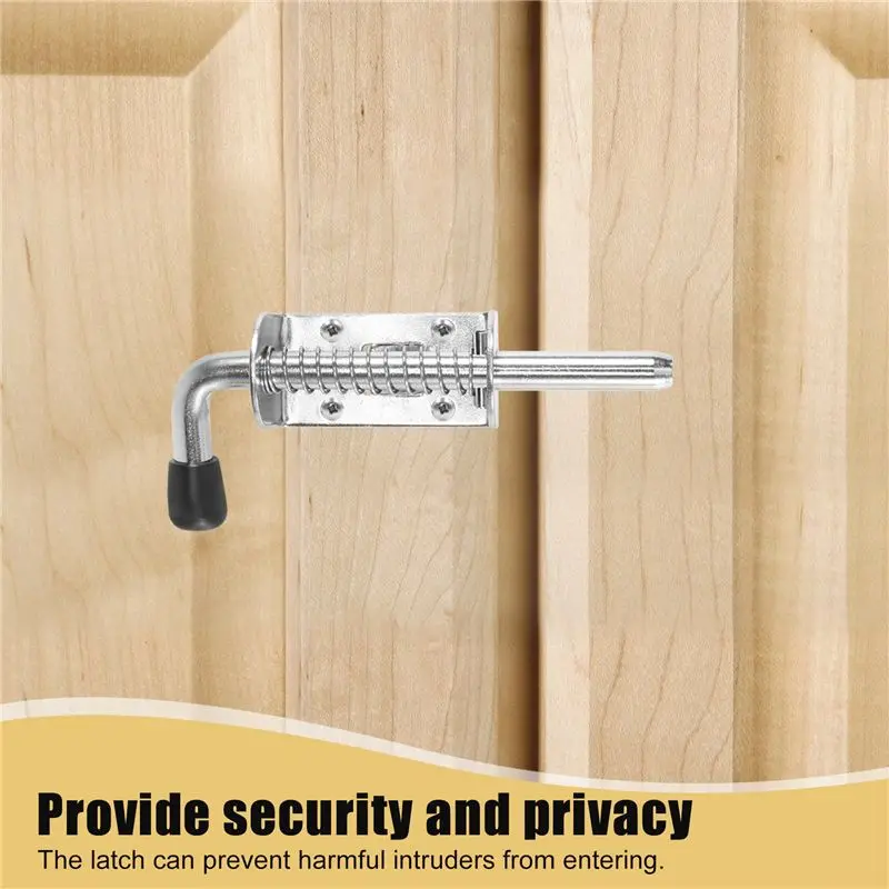AT21-4 Pack 5 Inch Spring Loaded Latch Pin 304 Stainless Steel Barrel Bolt Thickened 2Mm Door Lock, Brushed Finished