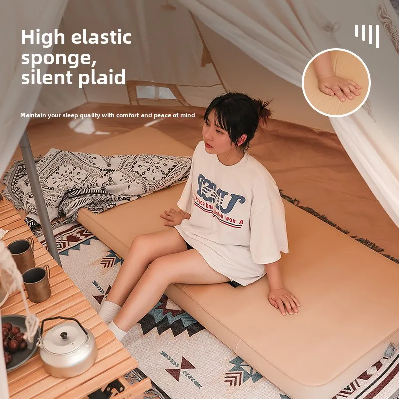 Outdoor 3D sponge inflatable mattress sleeping mattress camping single double moisture-proof mat tent lunch break mat