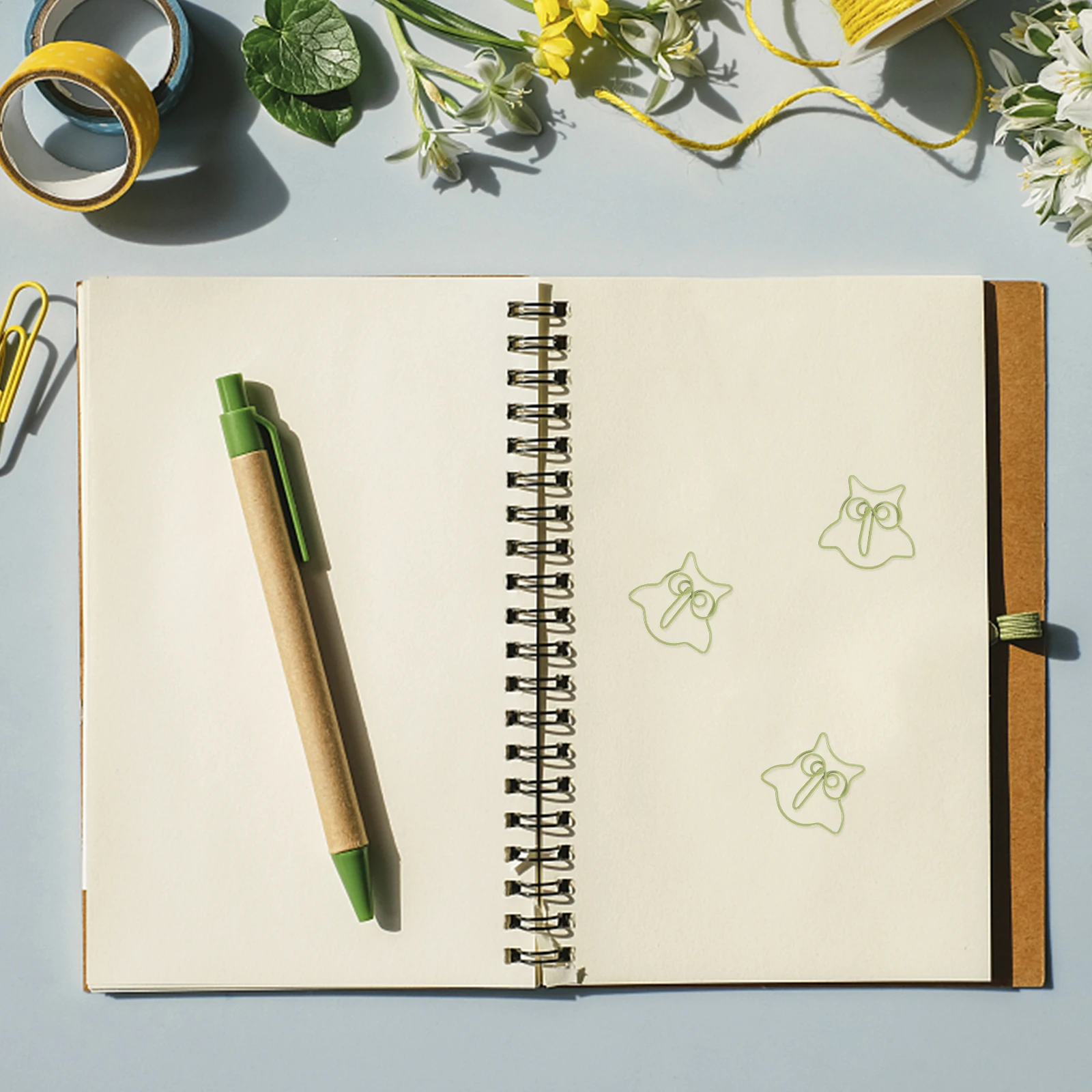 50 Pcs Owl Paper Clip File Colored Clips Decors Fancy Paperclips Bookmark Green Adorable Convenient Cute Animal Office