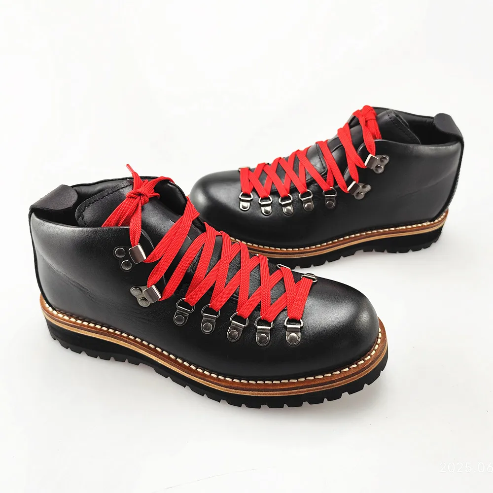 Men's Handmade Genuine Leather Hiking Boots | Waterproof Anti-Slip Goodyear Welted Combat Work Ankle Boots for Outdoor Trekking