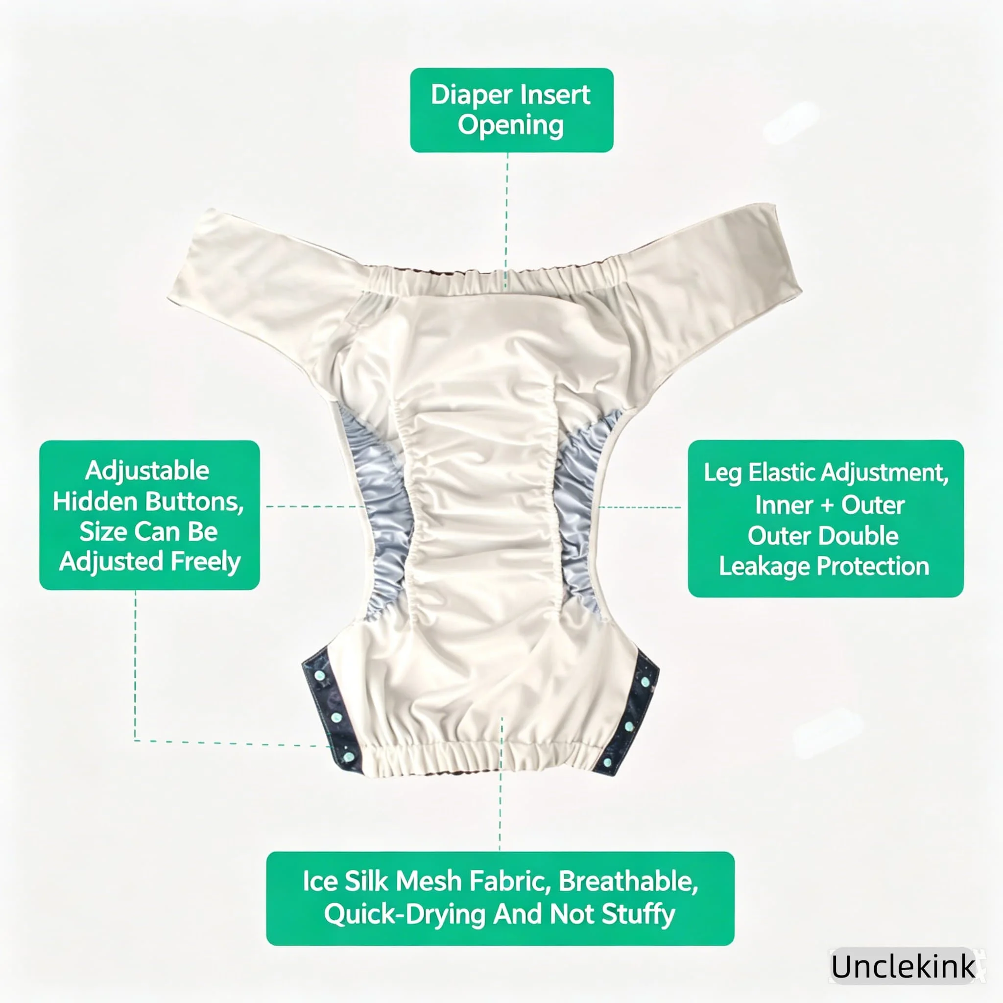 Reusable Washable Cloth Diaper for Adults ABDL Incontinence Underwear Leak-Proof Urinary Incontinence Pants Diaper Lover Nursing