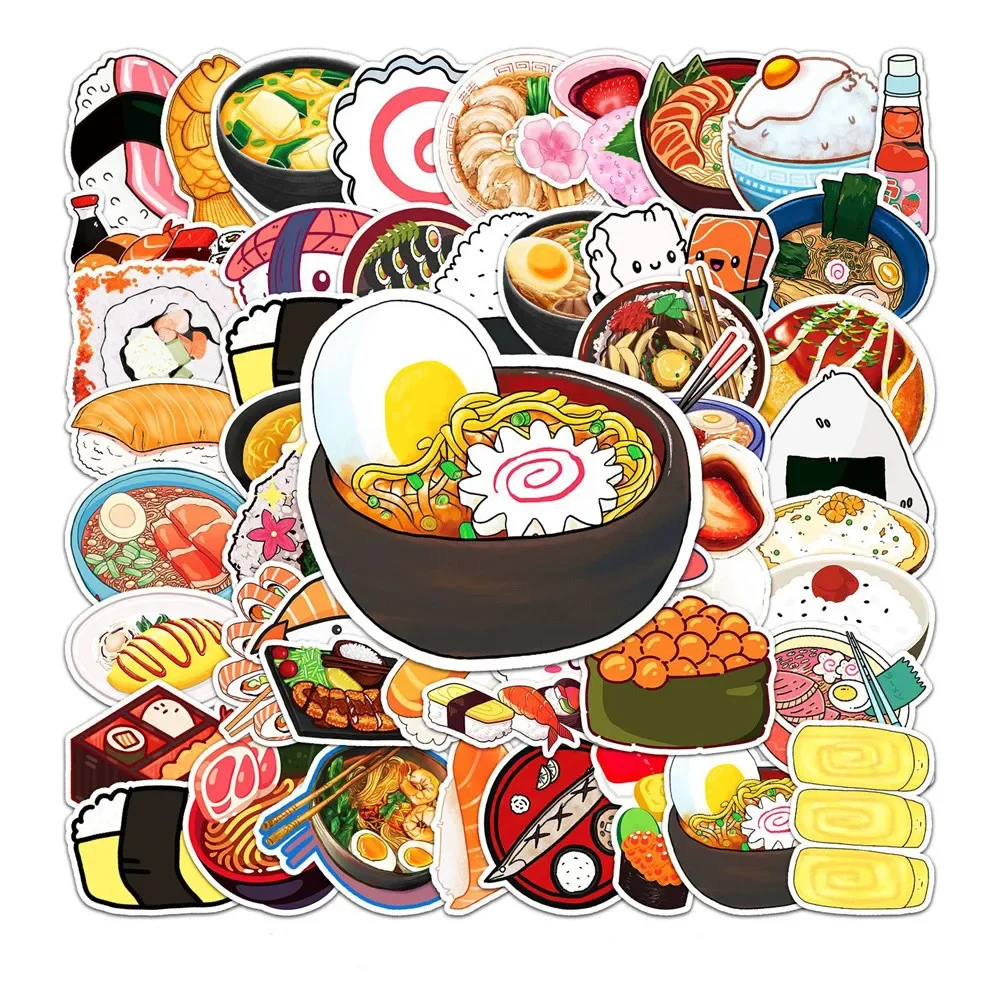 10/30/50pcs Japanese Food Gourmet Cartoon Sushi Ramen Stickers for Personality Toys Luggage  Ipad Cup Journal Stickers Wholesale