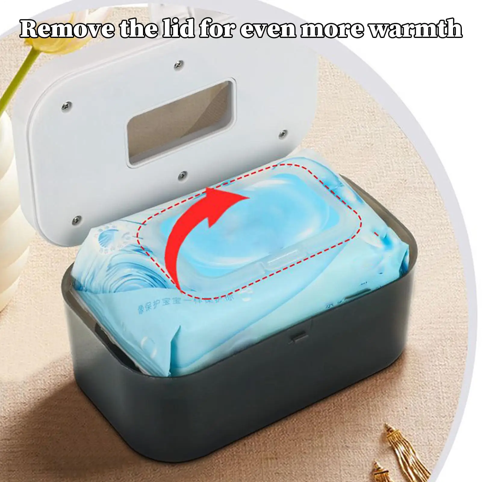 Baby Wet Wipe Warmer And Dispenser With Lights USB Charging Rapid Heating Baby Product for Traveling Business Road Trips