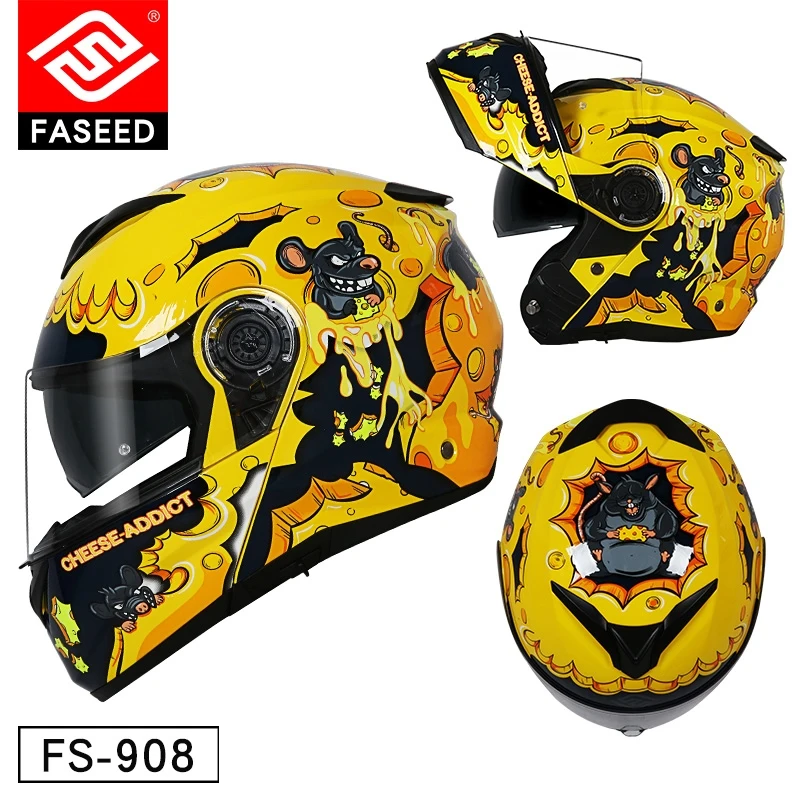 

Original Faseed 908 Modular Flip Up Helmet for Motobike Motorcycle Racing and Leisure Cruise Moto Protective Helmet