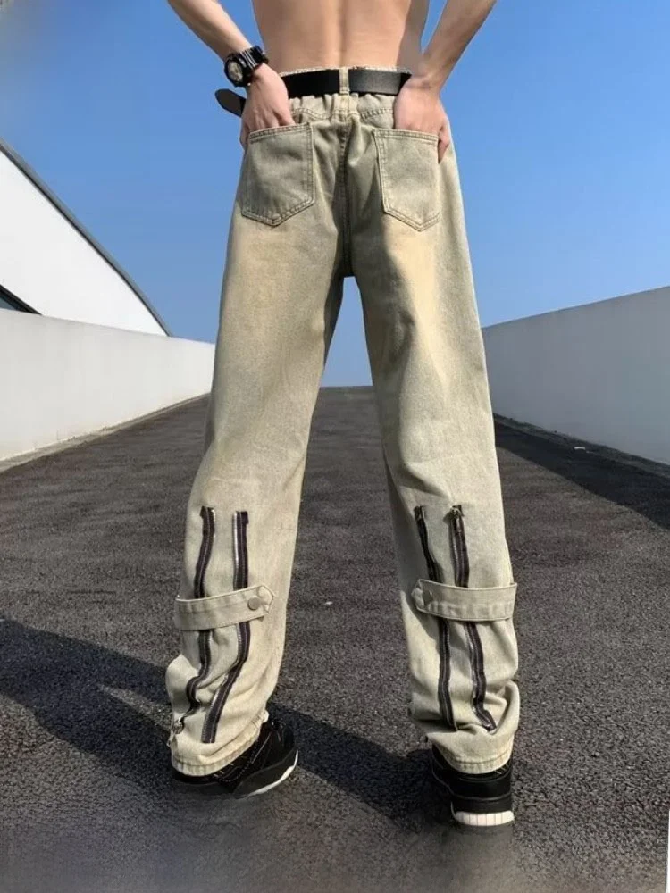 

Мужские джинсы в стиле ретро, широкие, длинные, модные, в уличном стиле, прямые, повседневные, свободного кроя