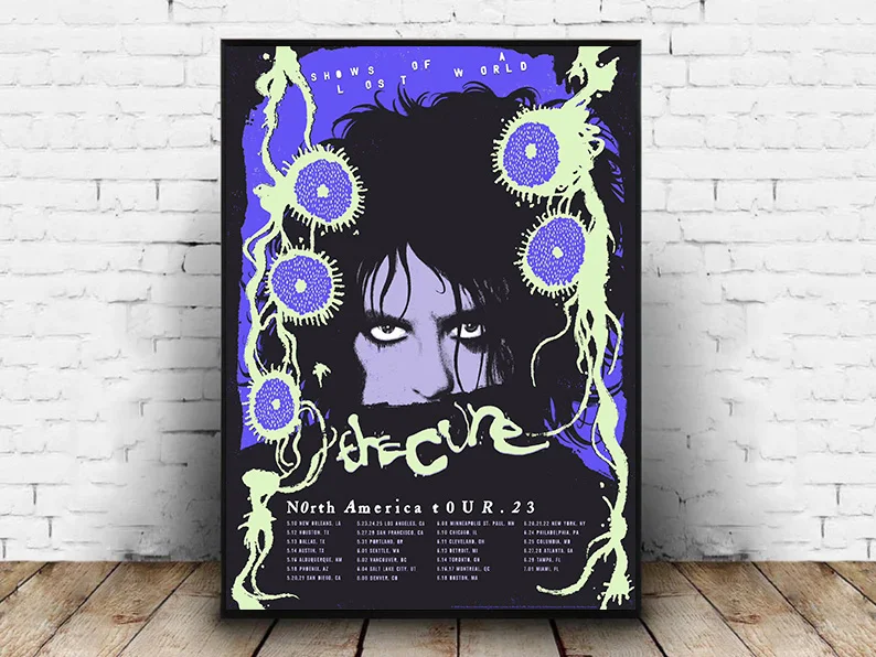 Rock Band The-Cure 2023 World Tour Miami Event Poster Canvas Painting Music Star Wall Art Pictures Home Room Decor Fans Gift