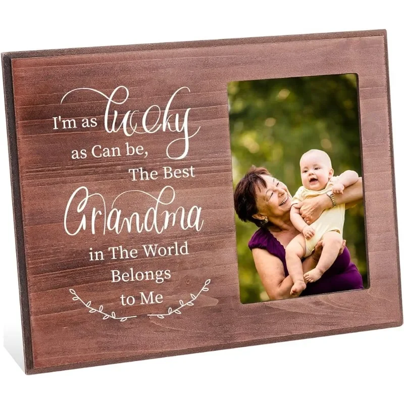 1pc 4x6 Inch Picture Frame Grandmother Gift Frame Rectangle Natural Wood Photo Frame for Grandma Nana Birthday Halloween