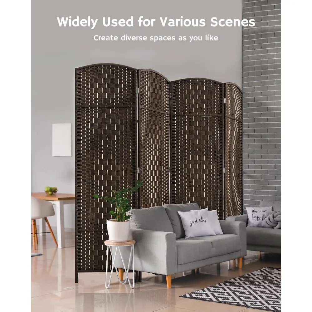 

Room Divider 4 Panel Room Divider Wall, 6ft Tall Divider for Room Separation, Folding Privacy Screen Panel, Chestnut Brown