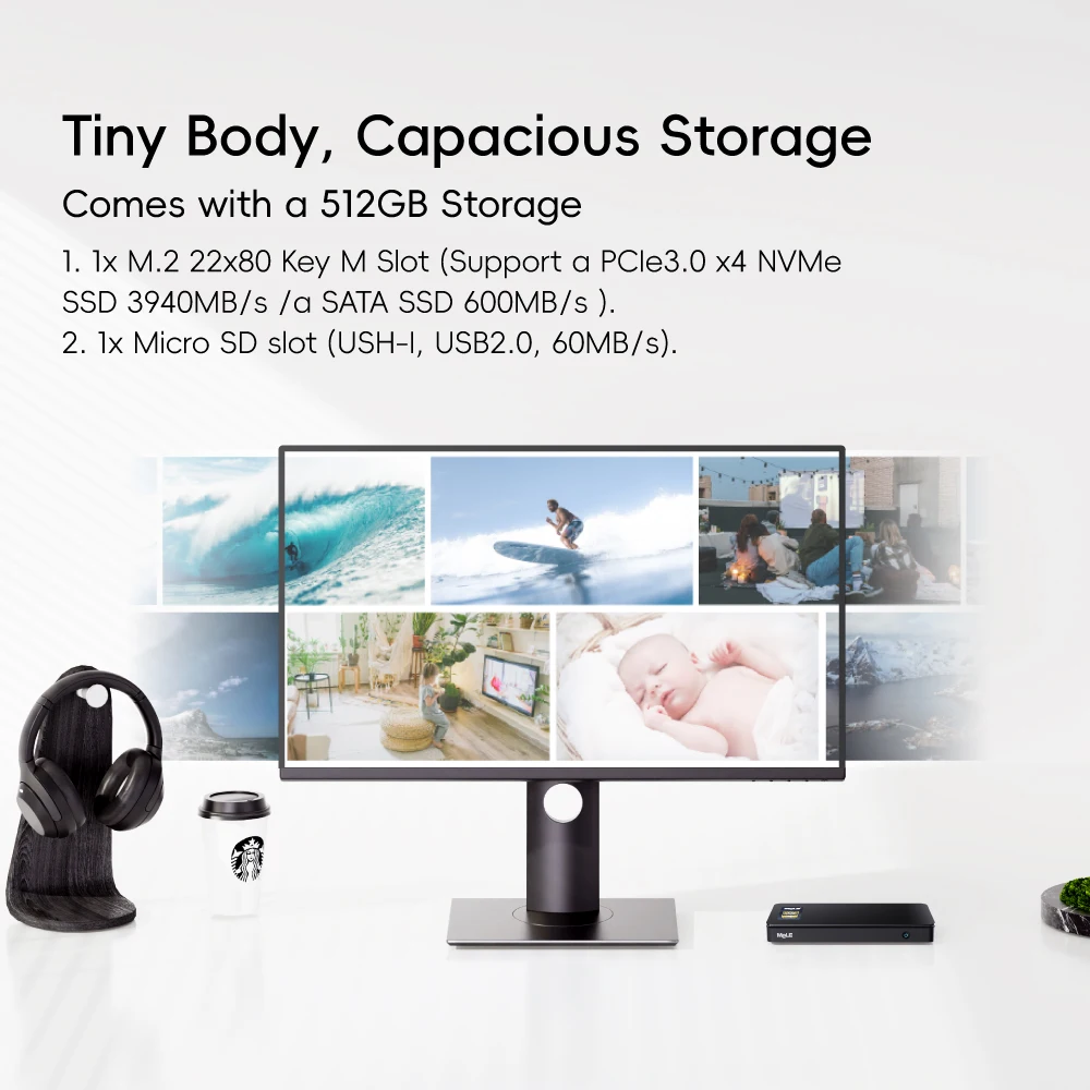 MeLE Overclock X2 Mini PC,N150 16GB 512GB Micro Desktop Computer, 4K Triple Display, All-in-one USB-C, USB3.2/WiFi/BT/Ethernet