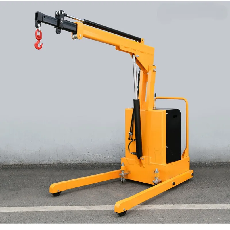 Fully electric heavy-duty mobile semi-automatic hydraulic single-arm folding telescopic jib crane