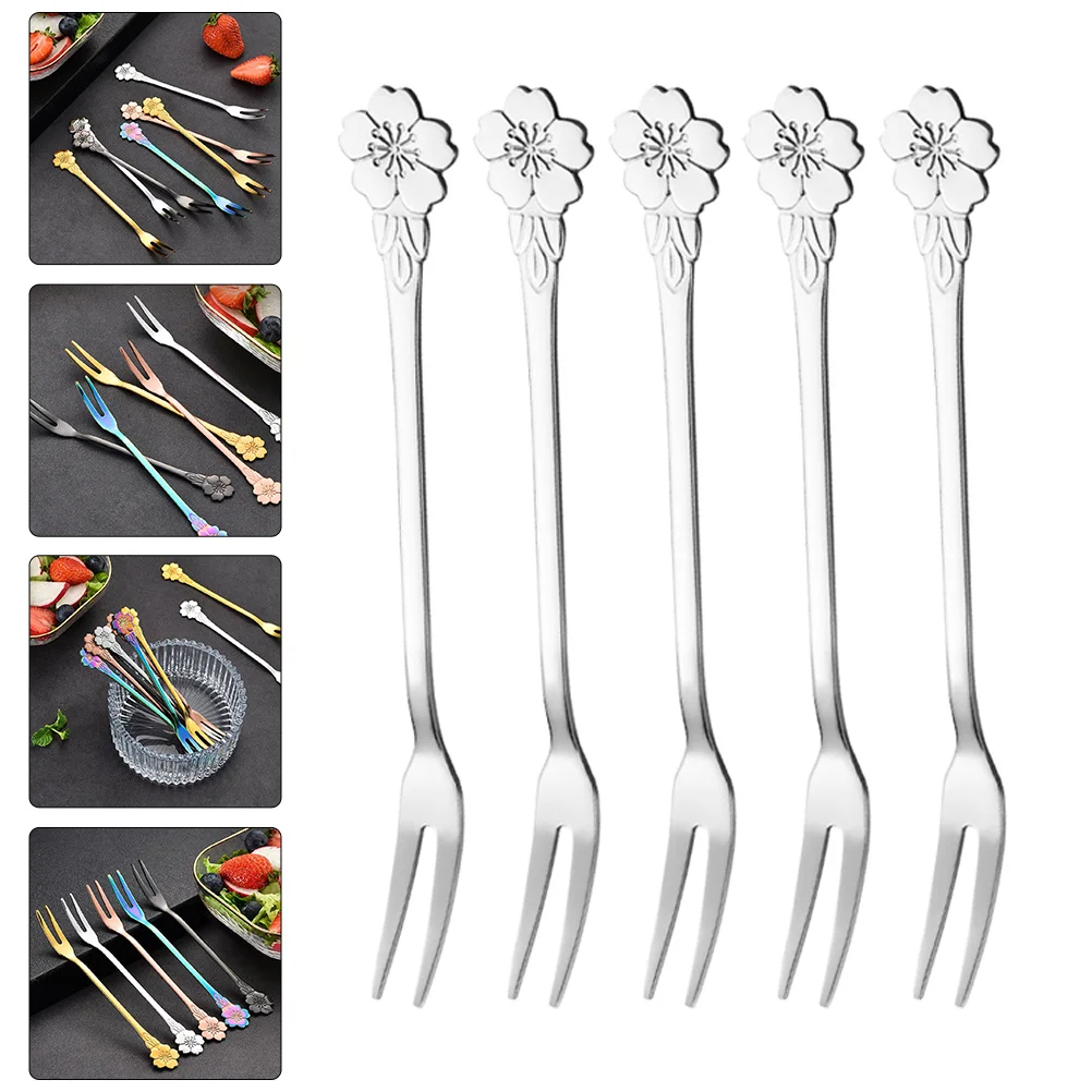 

10Pcs Stainless Steel Fruit Forks Reusable Two Teeth Food Picks for Cake Snacks Salad Appetizers Home Restaurant Kitchen