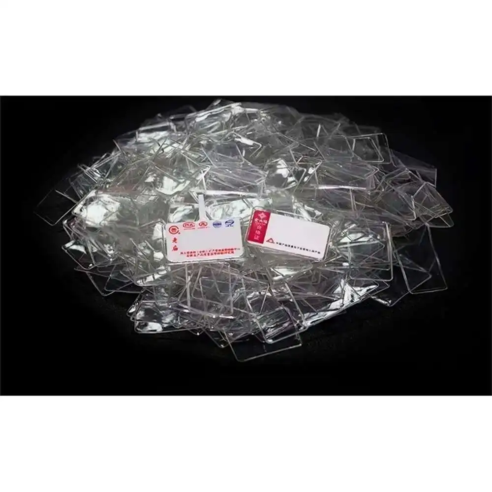 Transparent Clear Mini Vinyl Label Protector Cover Merchandise Price Display Pocket Jewelry Hang Tag Sleeves
