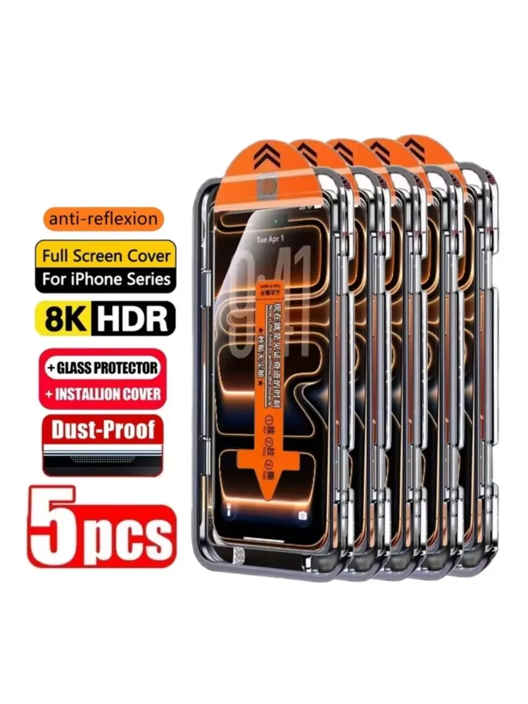 1-5 Stück 8K HD Panzerglas für iPhone 18 Pro Max Displayschutzfolien iPhone 17 16 16e 15 11 12 13 Mini 17 Air 14 Plus XS Max X XR