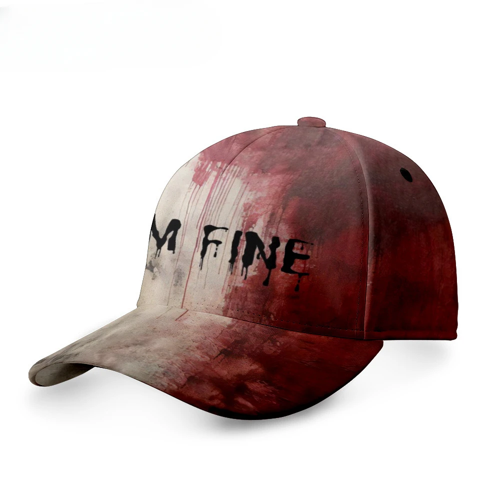 

3D Baseball Snapback Caps Printed Halloween Bloodstains I‘m Fine Graphic Men Women Sports Headwear Casual Sun Visor Hats