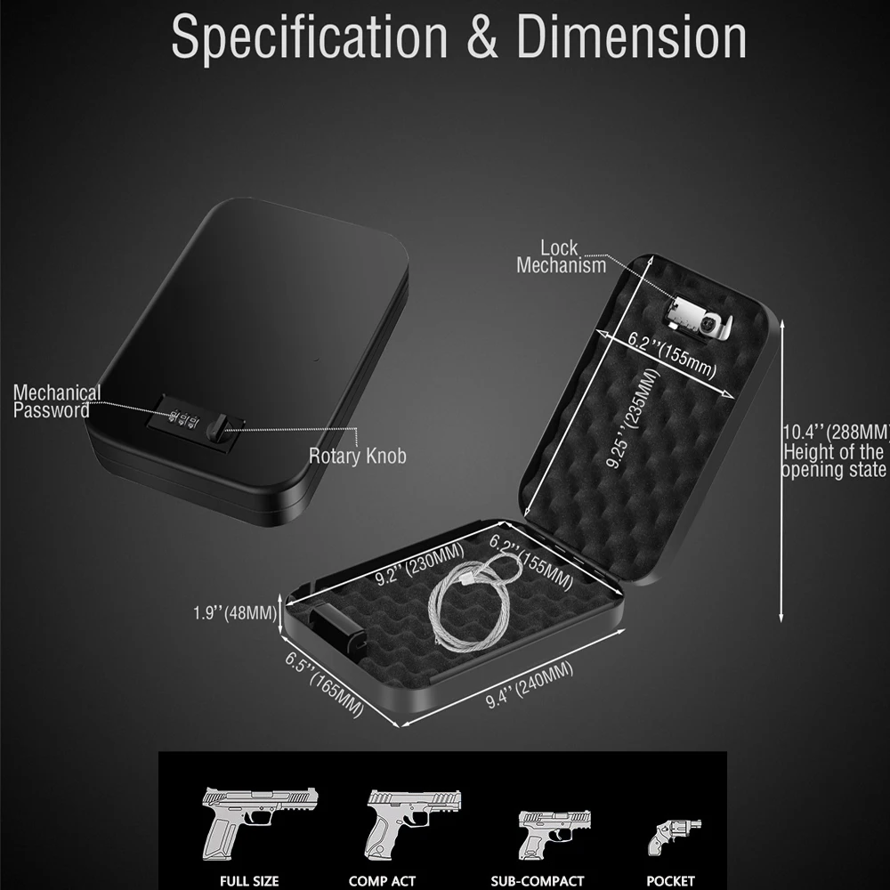 Strong Metal Safe, Portable Password Safe for Handguns, Suitable for Hunting Cars, Offices, Bedrooms