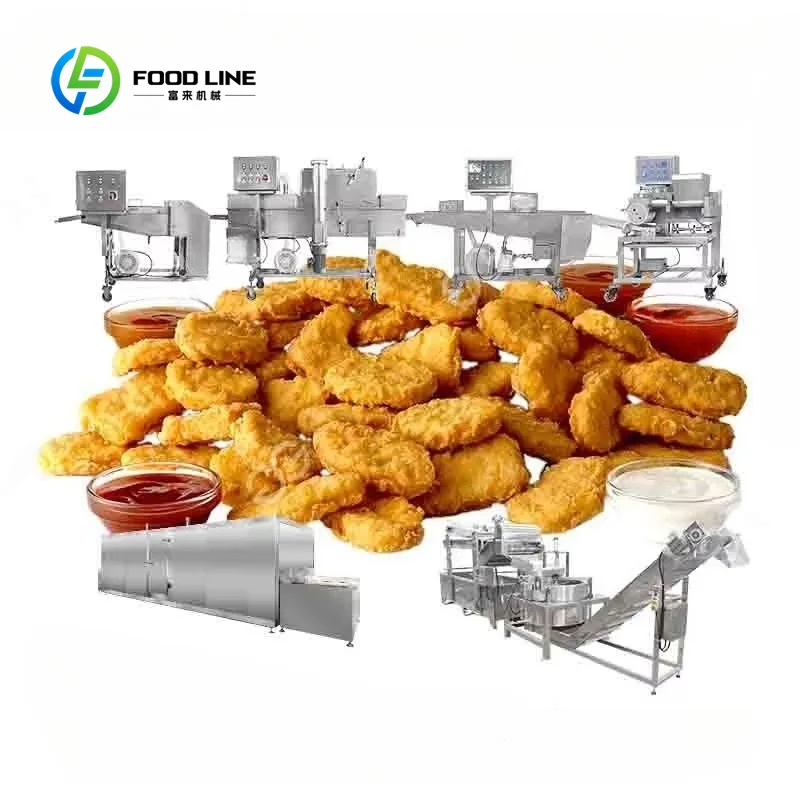 Fully Automatic Wholesale Frying Tunnel Chicken Nugget Production Line Shrimp Chicken Nuggets Making Machine