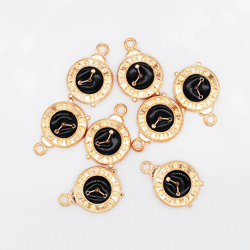10/20/50pcs New Arrival Oil Drop Charms Cute Clock Enamel Charms Alloy Pendant Fit Necklaces Bracelets DIY Jewelry Accessories