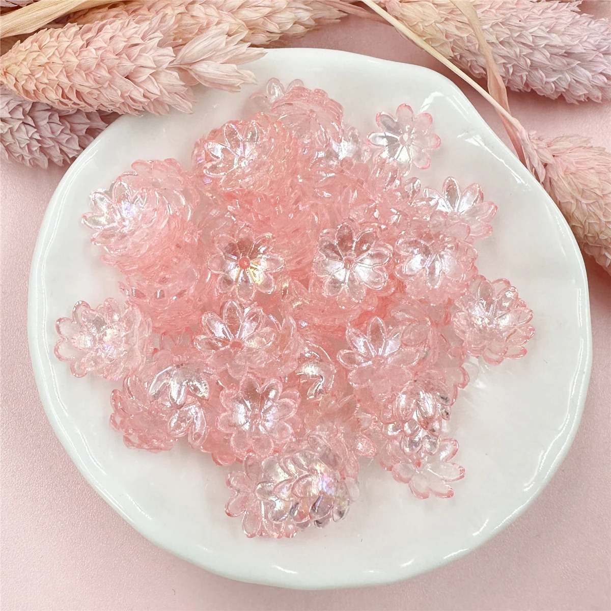 10mm 100pcs ABS Colored Sun Flower Shape Transprant Acrylic Spacer Beads For Making Jewelry DIY Bracelet Necklace Accessories