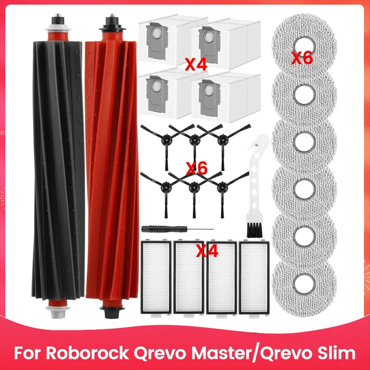 A03V Accessories for Roborock Qrevo Master/Qrevo Slim Vacuum Cleaner Main Side Brush Hepa Filter Mop Cloth Dust Bags