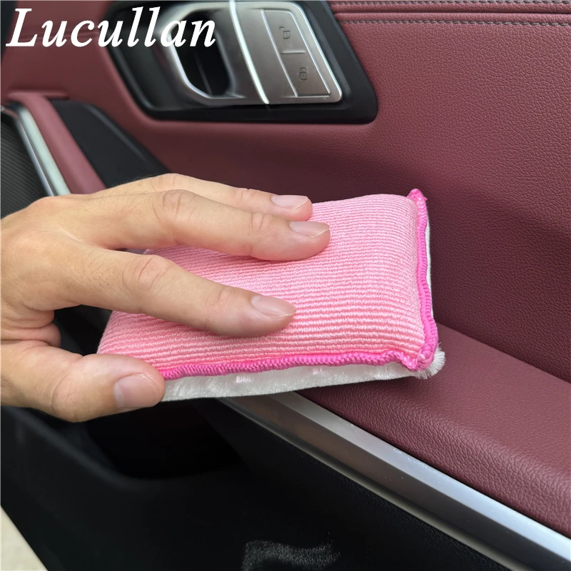 Lucullan Pink Scrub Ninja Interior Scrubbing Sponge  (5”x3.5”)  Larger&Thicker For Better Cleaning