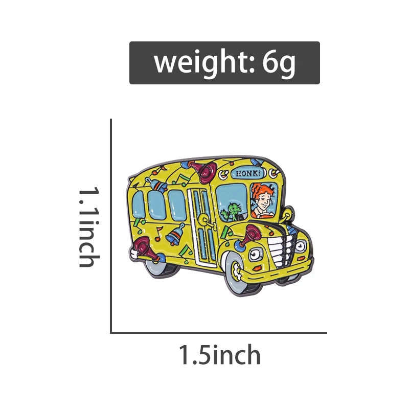 Funny Cartoon School Bus Brooch Enamel Pins Decorative Clothing Lapel Badge Backpack Accessories  Jewelry Gifts for Kid Friends