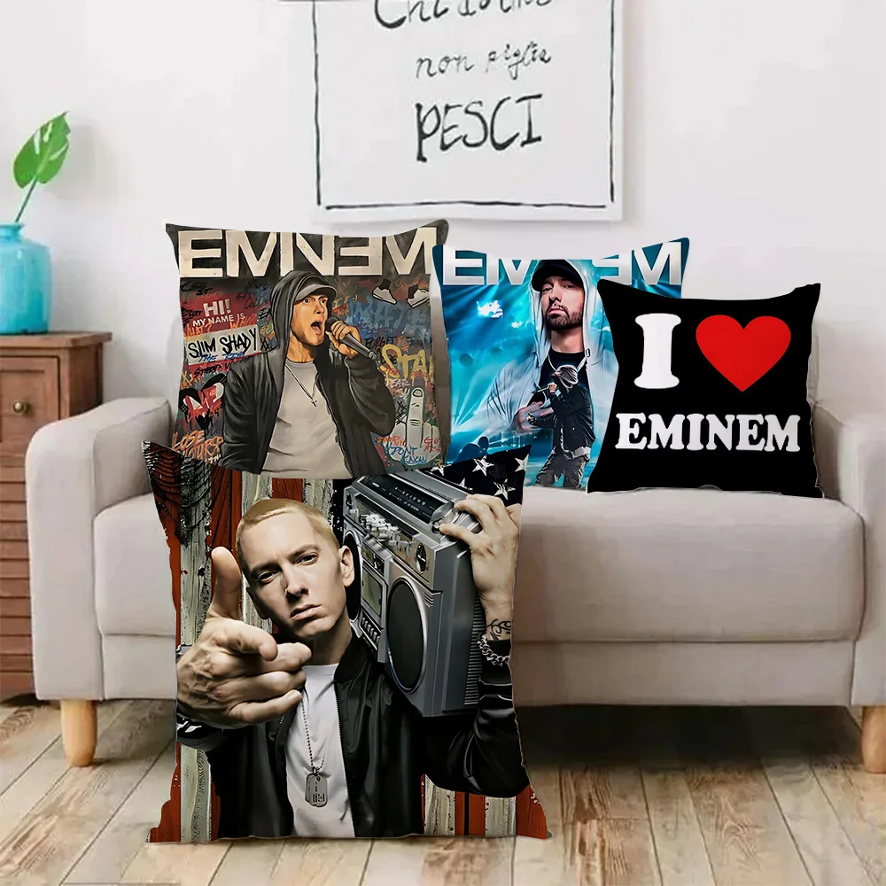 

Hip Hop Rapper Eminem Pillow Covers Cartoon Sofa Decorative Home Double-sided Printing Short Plush Cute Cushion Cover