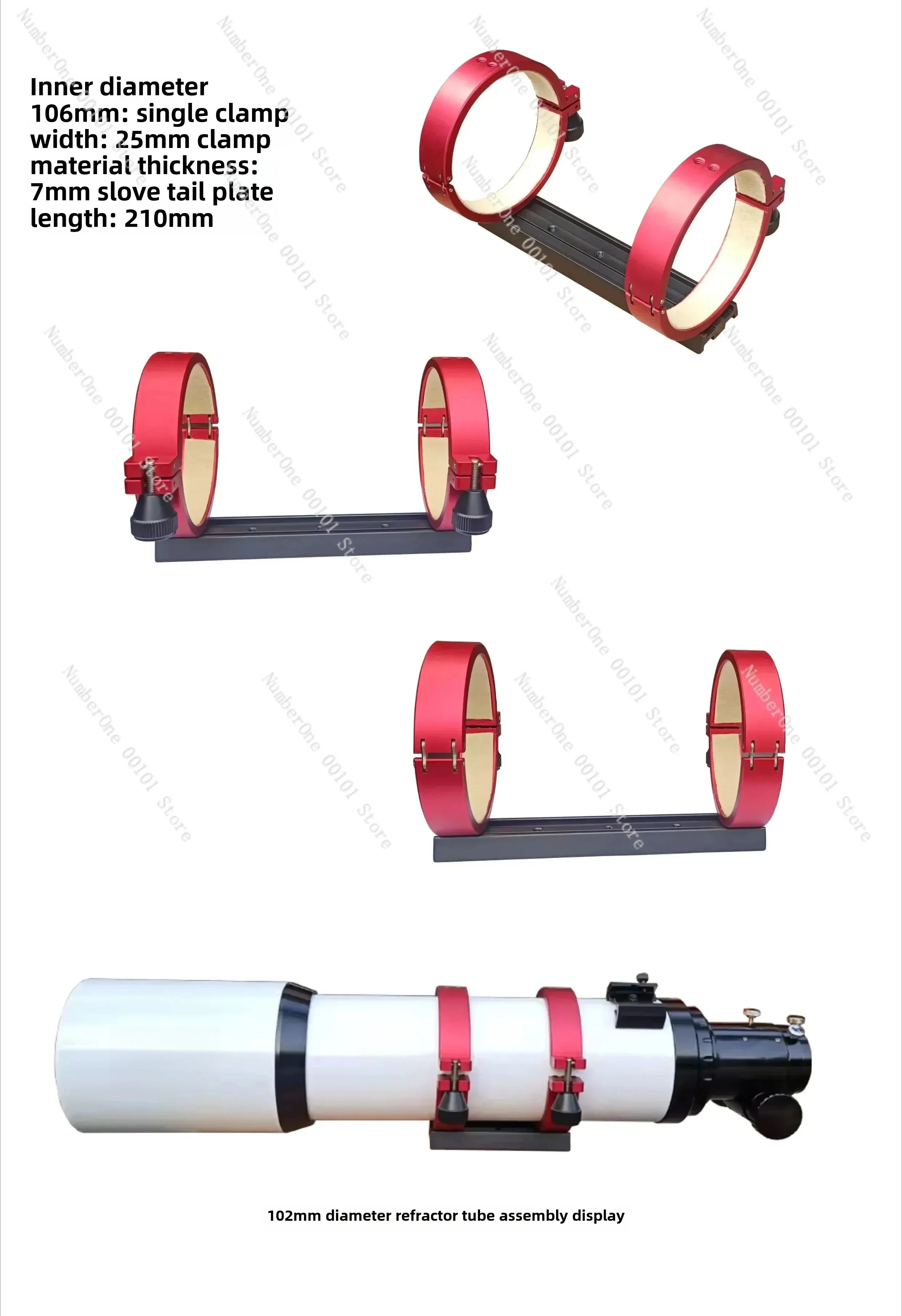 63-230mm Heavy Duty Telescope Mirror Mounting Ring Precision Aluminum Clamp for Astronomical Tube Optics