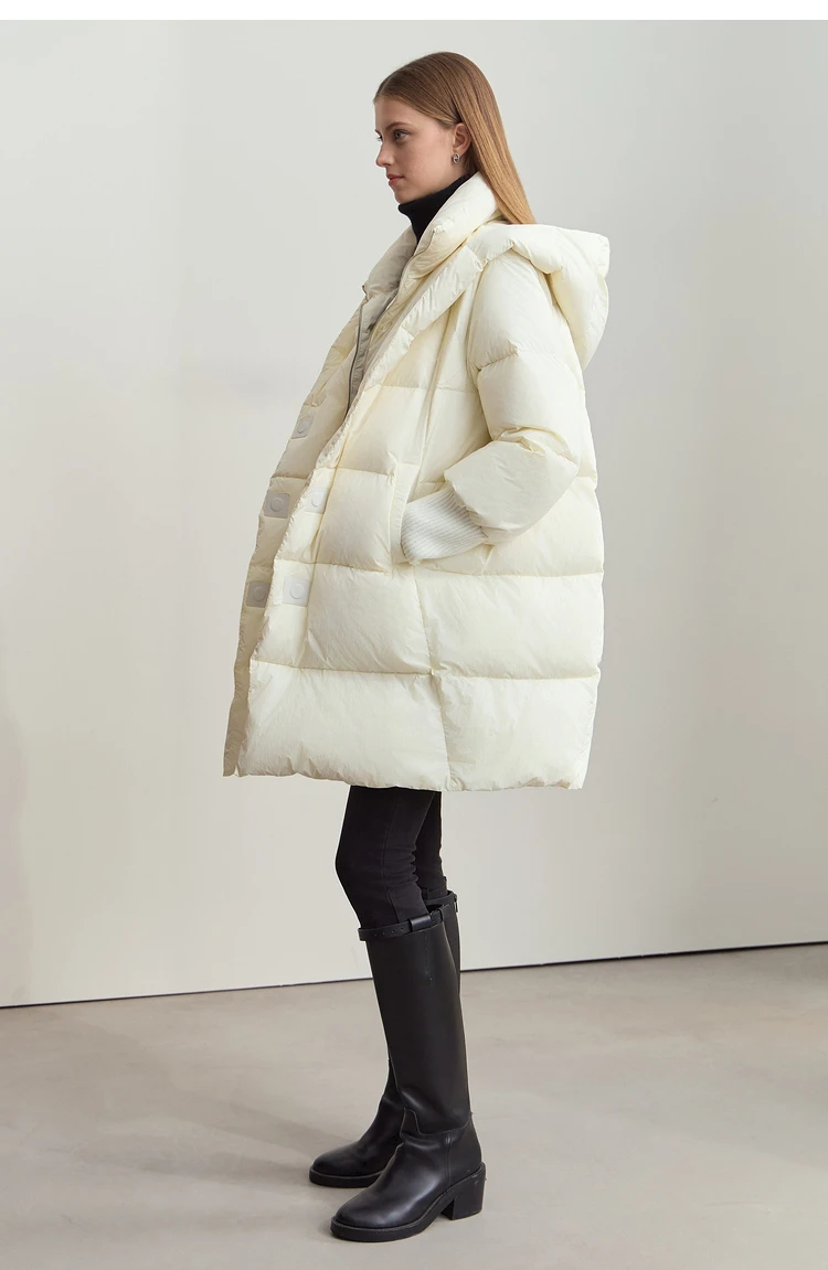 Amii 2026 Winter Warm New Women Down Jacket Cuffs Magnetic Buckle Zipper Hooded Fake Two-piece Thick Loose Long Coats 12444104