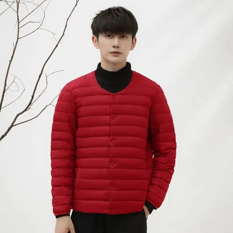Lightweight Down for Men's V-neck Thermal Inner Wear Round Neck Thin Jacket