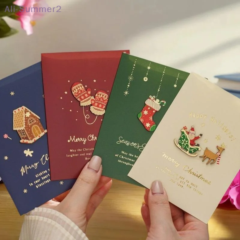 مجموعة بطاقات عيد ميلاد سعيد مع مغلف رغبات السنة الجديدة هدايا عيد الميلاد بطاقات بريدية تزيينية لعيد الميلاد لعيد الميلاد 2026 #5