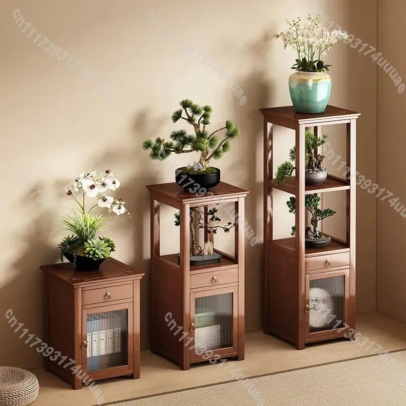 New Chinese Style Display Cabinet Multi Layer Tea Rack Retro Bogu Shelf for Living Room Balcony Tea Room Storage Organizer