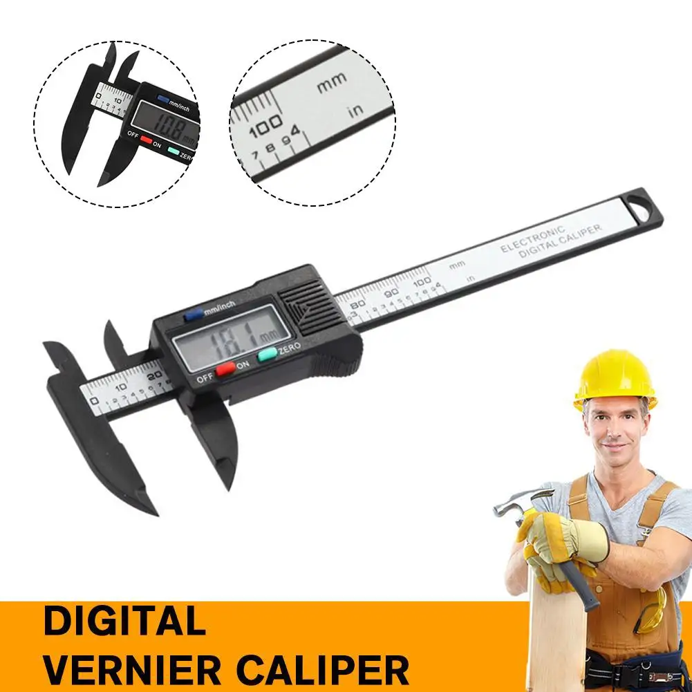 100mm Electronic Digital Caliper Carbon Fiber Dial Digital Vernier Measuring Caliper Tools Gauge Ruler Tool Micrometer Y3X2