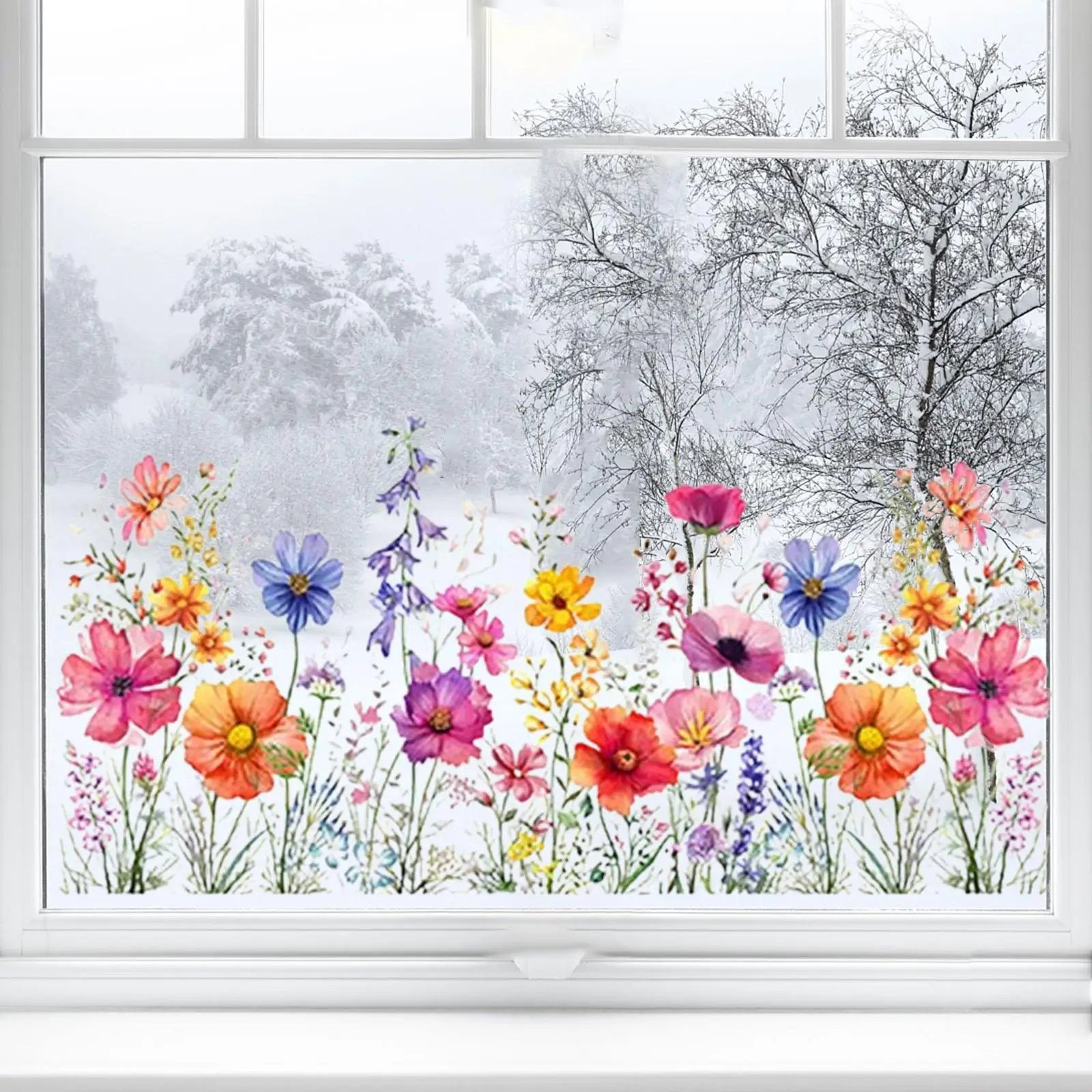 Art Mural Blooming Floral Decor Removable PVC Wallpaper Flower Wall Sticker