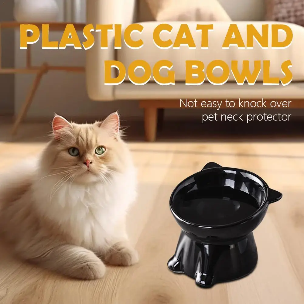 Plastic Cat And Dog Bowls Non-slip Base Rgonomic Cat Food Dish Anti Vomiting Plastic Feeding Bowl Pet Feeding Supplies