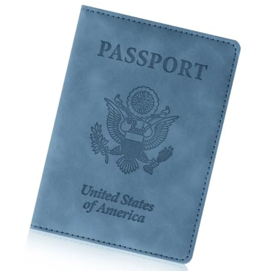 

Passport Holder for Travel Essentials, RFID Blocking Passport Cover Wallet Card Case for Women and Men Navy Blue