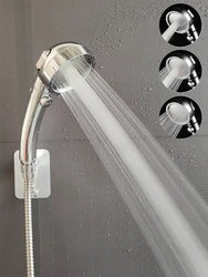 Cabezal de ducha de baño de alta presión, 3 modos, ajustable, ahorro de agua, lluvia, lujo, hogar, Hotel, pulverizador plateado, accesorios de baño