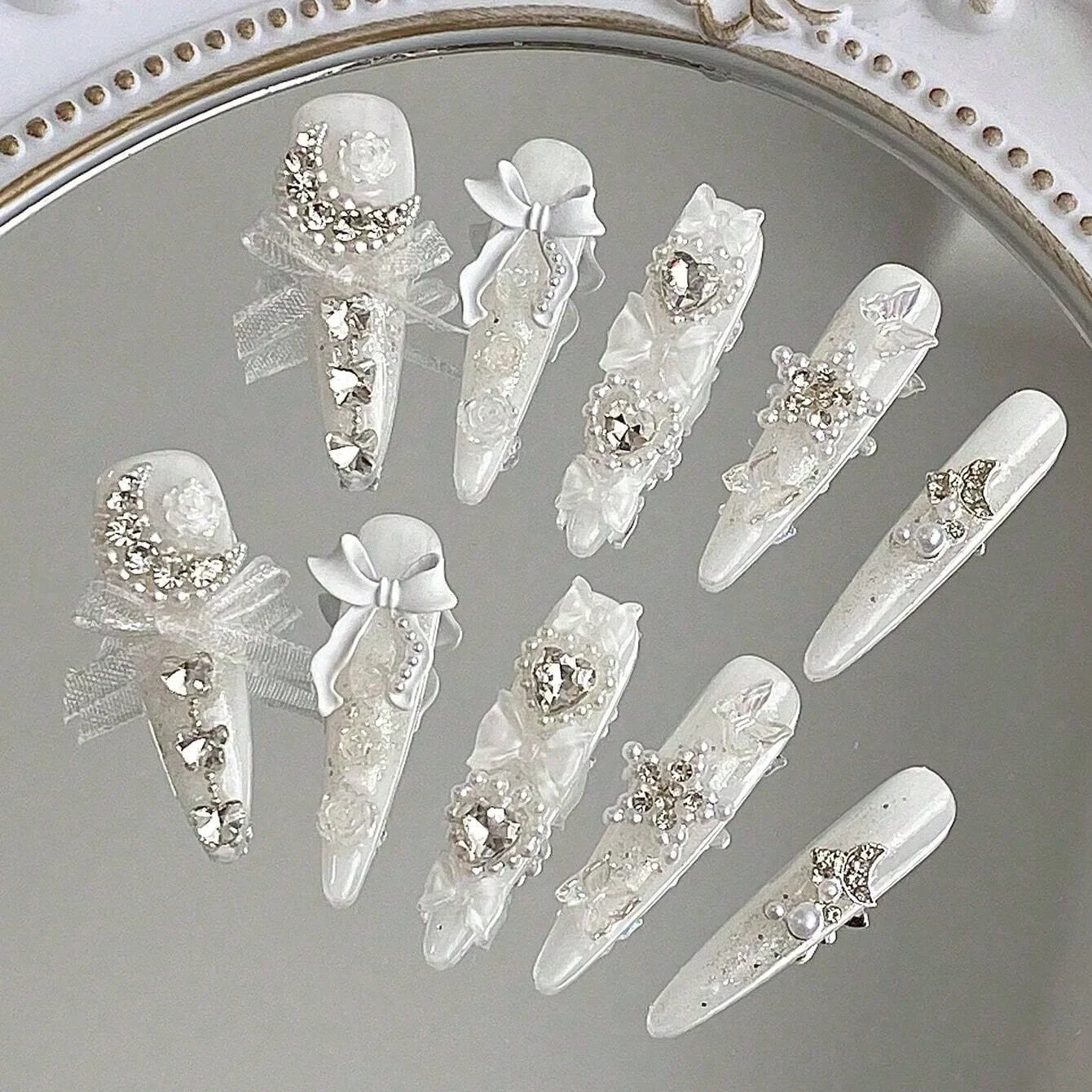 10 Pezzi di Unghie Finte Lungh - Nail Art Wedding recensione e prezzo
