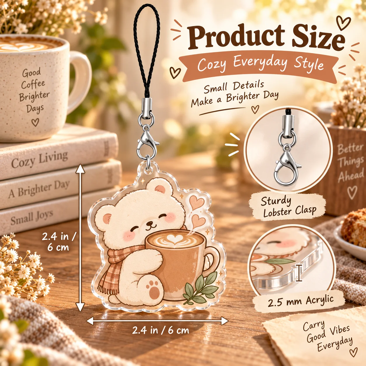Custom Braided Rope Acrylic Keychain Personalized Heartwarming Daily Charm for Bag Keychain Backpack Purse Gift