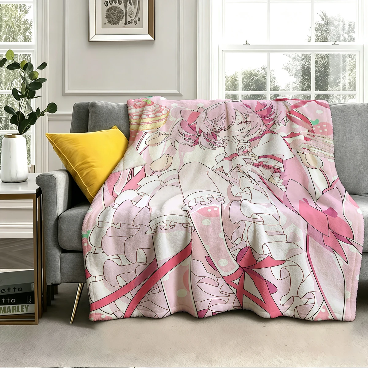Puella Magi Madoka Magica Girl Flannel Blanket Warm Soft Halloween Christma Couch Warm Cozy Decorative Decor Gift for All Season
