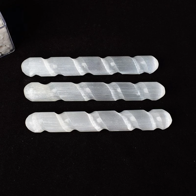 1PC Natural Selenite Polished Stick Yoga Reiki Plaster White Gypsum Stick Meditation Stone For Home Decoration Gift