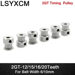 2GT 12 15 16 20 teeth 2GT Timing Pulley Bore 4/5/6/6.35/8mm For GT2 Synchronous Belt width 6mm 10mm 15mm 3D printer CNC Parts