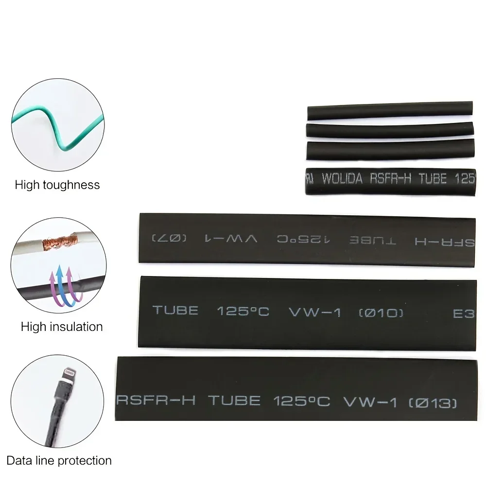 Electrical Wire Wrap Cable Waterproof Shrinkage 2:1 Electrical Connection 127Pcs Heat Shrink Tube Sleeving Tubing Assortment Kit