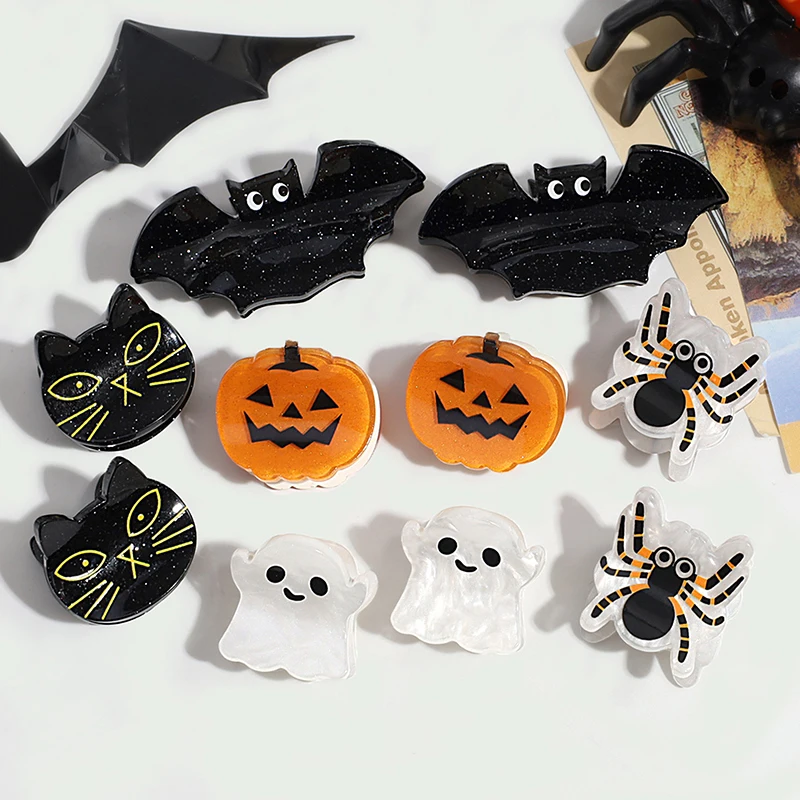 

Halloween Funny Pumpkin Ghost Bat Hair Claw Back Of The Head Shark Clips Cartoon Cute Cat Ponytail Hair Clips Hair Accessories